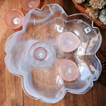 Spot Japanese imported Moon Field Workshop handmade glass cherry blossom plate tea plate fruit plate decorative plate plate plate plate