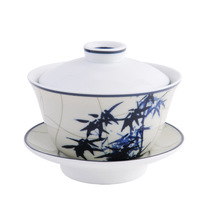 LEGLE French Ligu Ink Bamboo 125ml small cover bowl Ceramic Kung Fu tea cover bowl with lid Tea cup