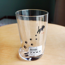 Spot Japan imported Ishizuka glass printing dog paw print non-heat-resistant glass water cup mug