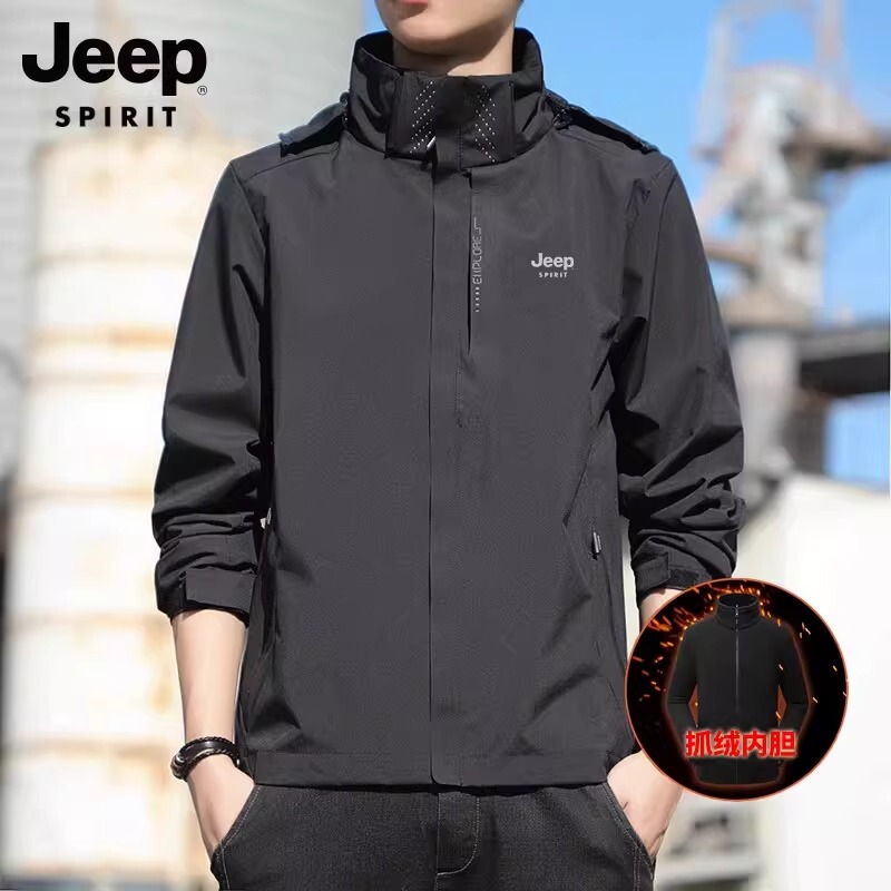 Jeep Jeep Spirit Men's Windproof Jacket Outdoor Sports Style Detachable Hood Fleece Liner Jacket