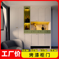 Whole house painted cabinet door light plate grille open wardrobe dining side shoe cabinet French cream antique style customization