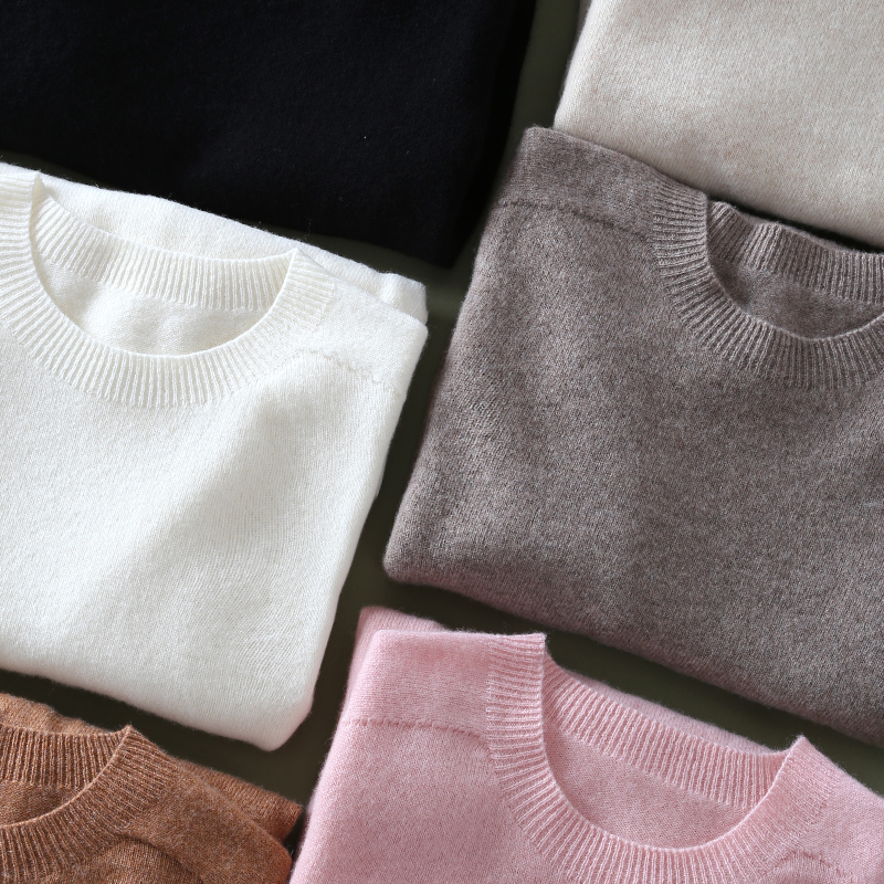 2024 New Style 100% Wool Slimming Spring and Autumn Round Neck Knitted Pullover Base Shirt Women's Winter Thickened Sweater