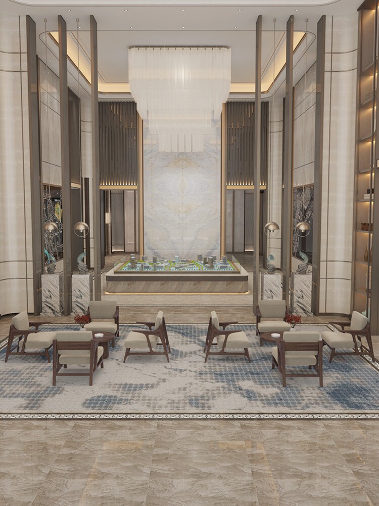 New Chinese solid wood reception sofa leisure table and chair sample house display center hotel business light luxury sample house project customization