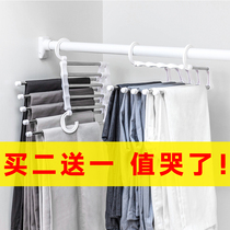 Nachuan multifunctional stainless steel thick storage rack hanger wardrobe pants rack magic trouser rack