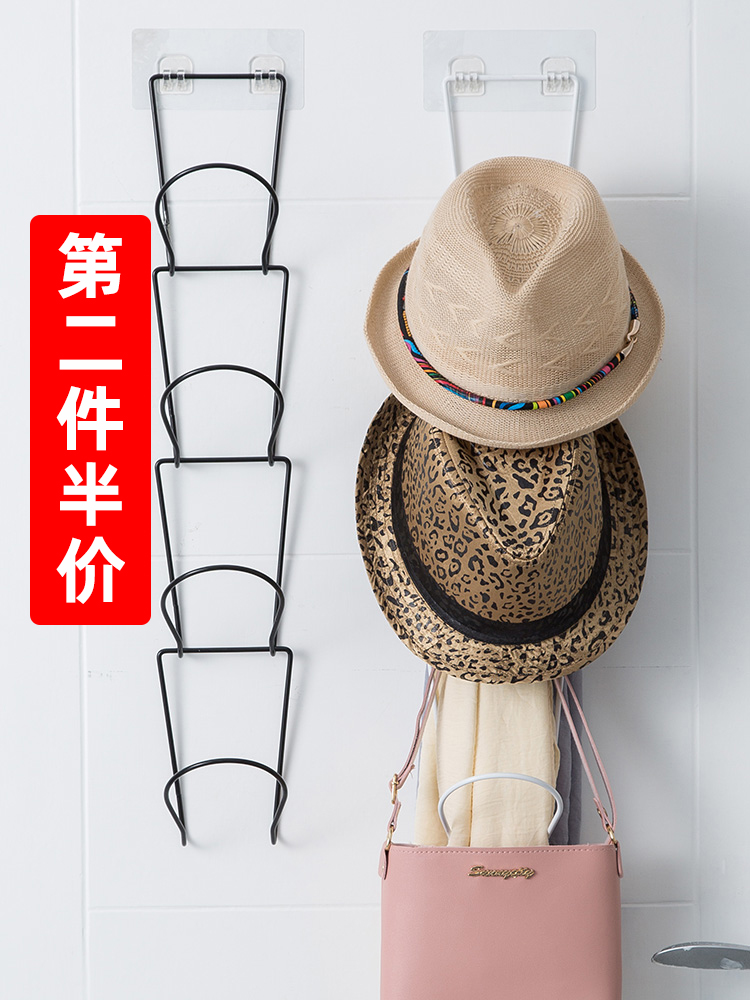 Hat storage artifact Home creative door hanging hat rack bag finishing shelf Bedroom wall without holes