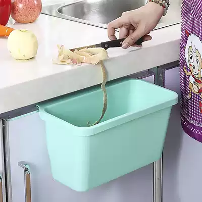 Large kitchen hanging trash can integral cabinet door hanging debris storage bucket plastic desktop storage box hanging basket