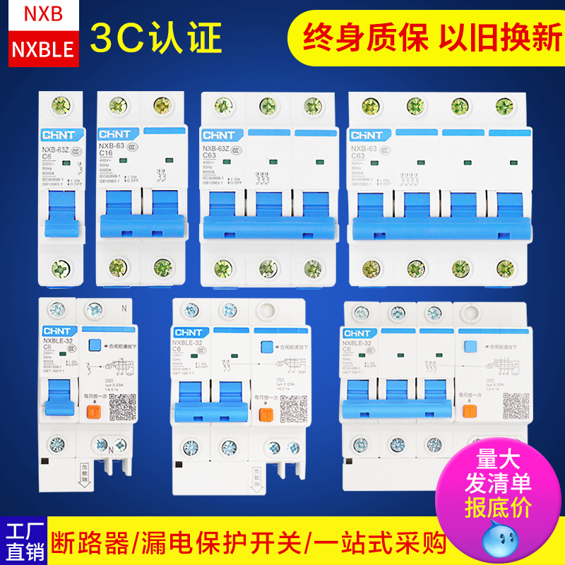 CHINT NXBLE-32 63 Air switch NXB-63 Circuit breaker NXBLE-125 Leakage protector