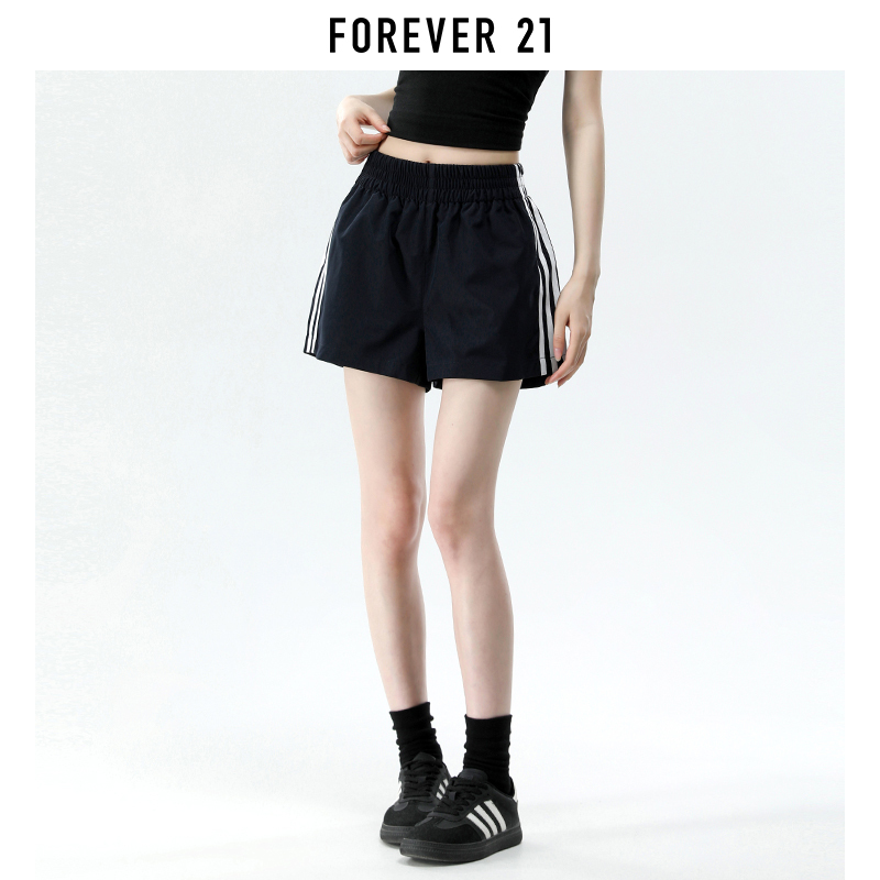 Forever 21 American Retro Navy Blue Striped Shorts for Women, Summer Thin Style, Slimming, Loose Casual Sports Pants Forever 21 American Retro Navy Blue Striped Shorts for Women, Summer Thin Style, Slimming, Loose Casual Sports Pants
