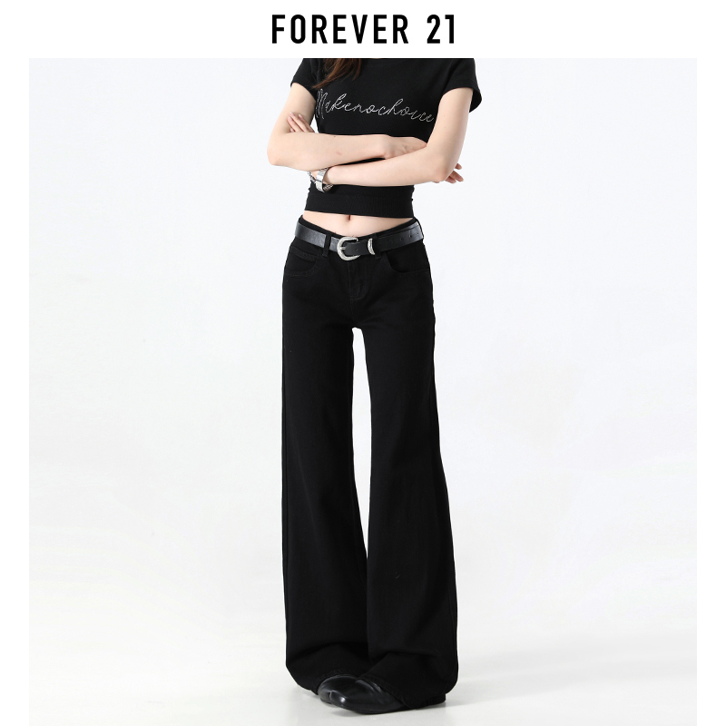Forever 21 American Style Hot Girl Black Low-Waisted Flared Jeans for Women, New Spring Slimming and Body-Covering Bell-Bottom Pants