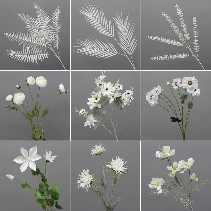 White Simulation Flower Wedding Hall Decorated Rose Embroidery Banquet Rose Ocean Peony Picking Flower Ceiling