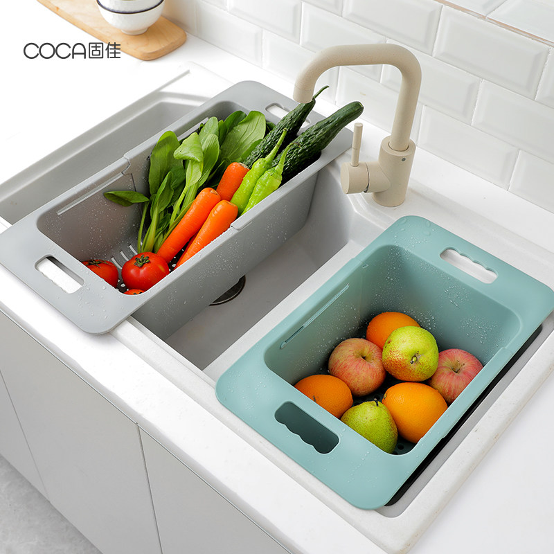 Kitchen sink retractable drain basket Household wash basin Plastic chopstick rack Sink sink drain rack