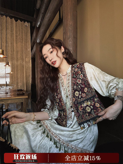 Санджи, черный цветок, Шаньюэ, новый китайский стиль, национальный стиль, летний жилет-колокольчик, женский модный стиль, новая тенденция 2025 года