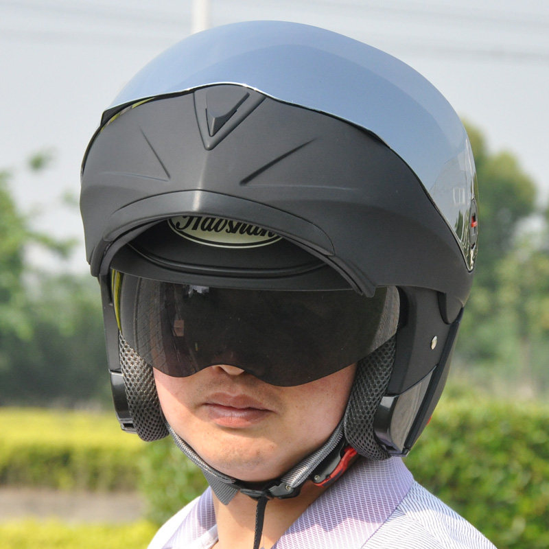 Haoshun Helmet large-code battery car electric car double lens detachable helmet full-cover autumn and winter full four seasons