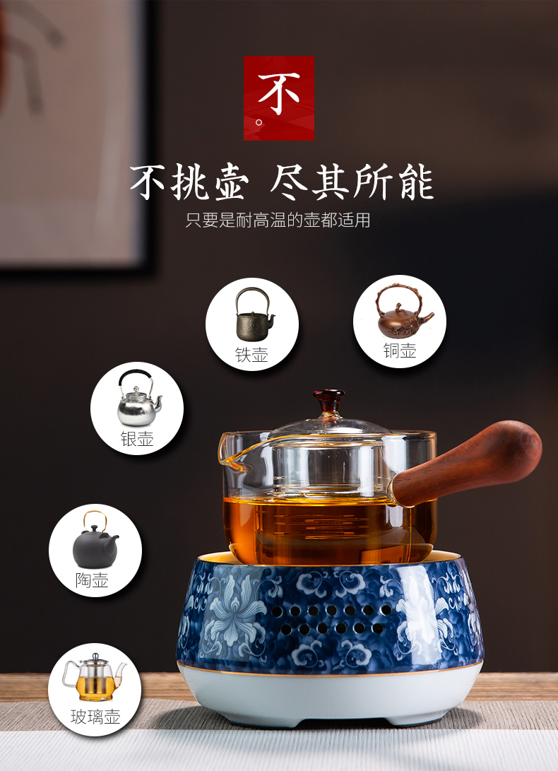 Electric TaoLu boiled tea, steam cooking pot set mini household heat - resistant glass ceramic steaming tea stove pu 'er tea POTS