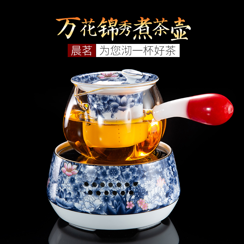 Colored enamel glass boiling tea ware suit enamel - lined the filter side the high - temperature electric teapot TaoLu household