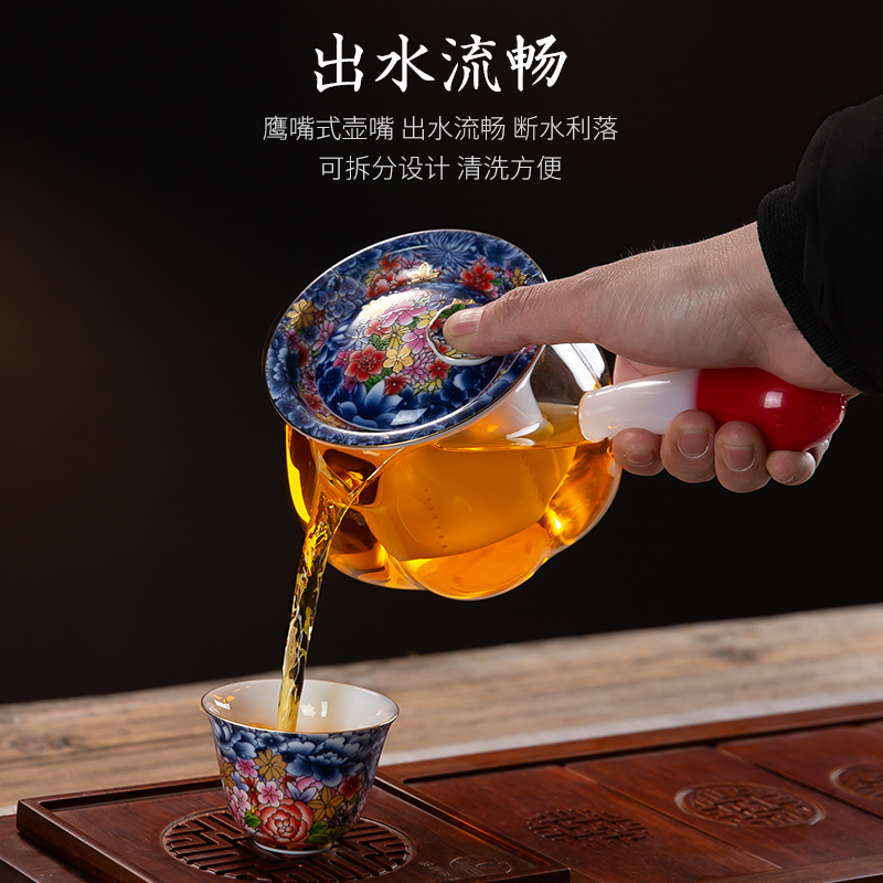 Colored enamel glass boiling tea ware suit enamel - lined the filter side the high - temperature electric teapot TaoLu household