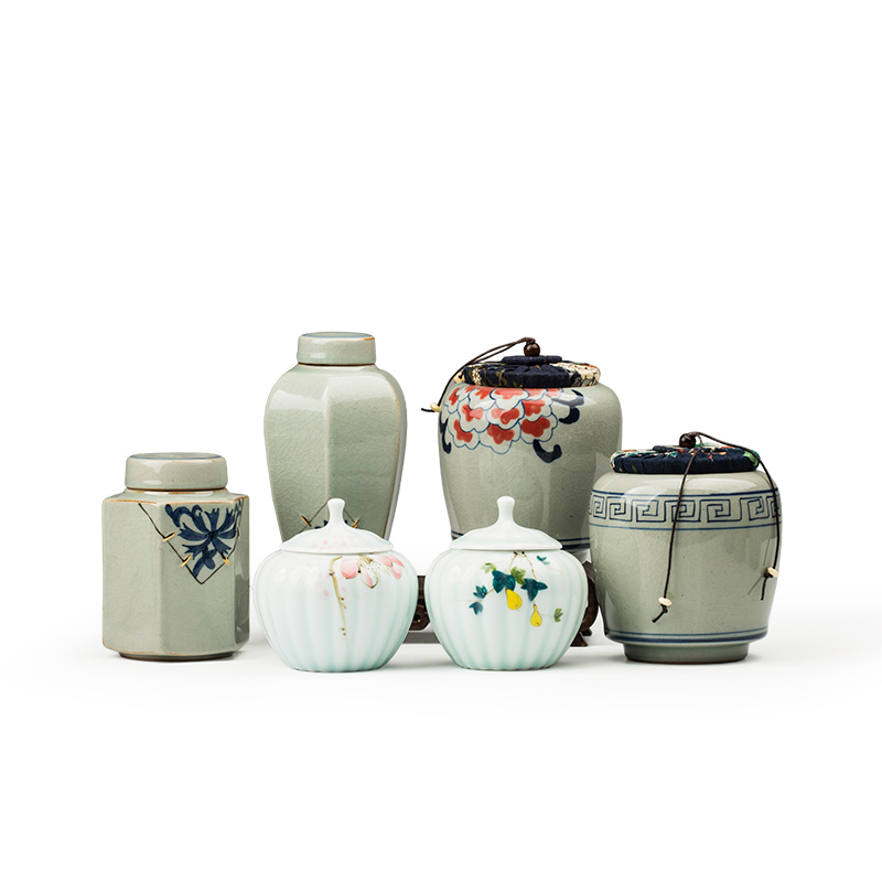 Caddy fixings warehouse sealed storage storage POTS jingdezhen hand - made ceramic tea pu - erh tea can travel tea boxes