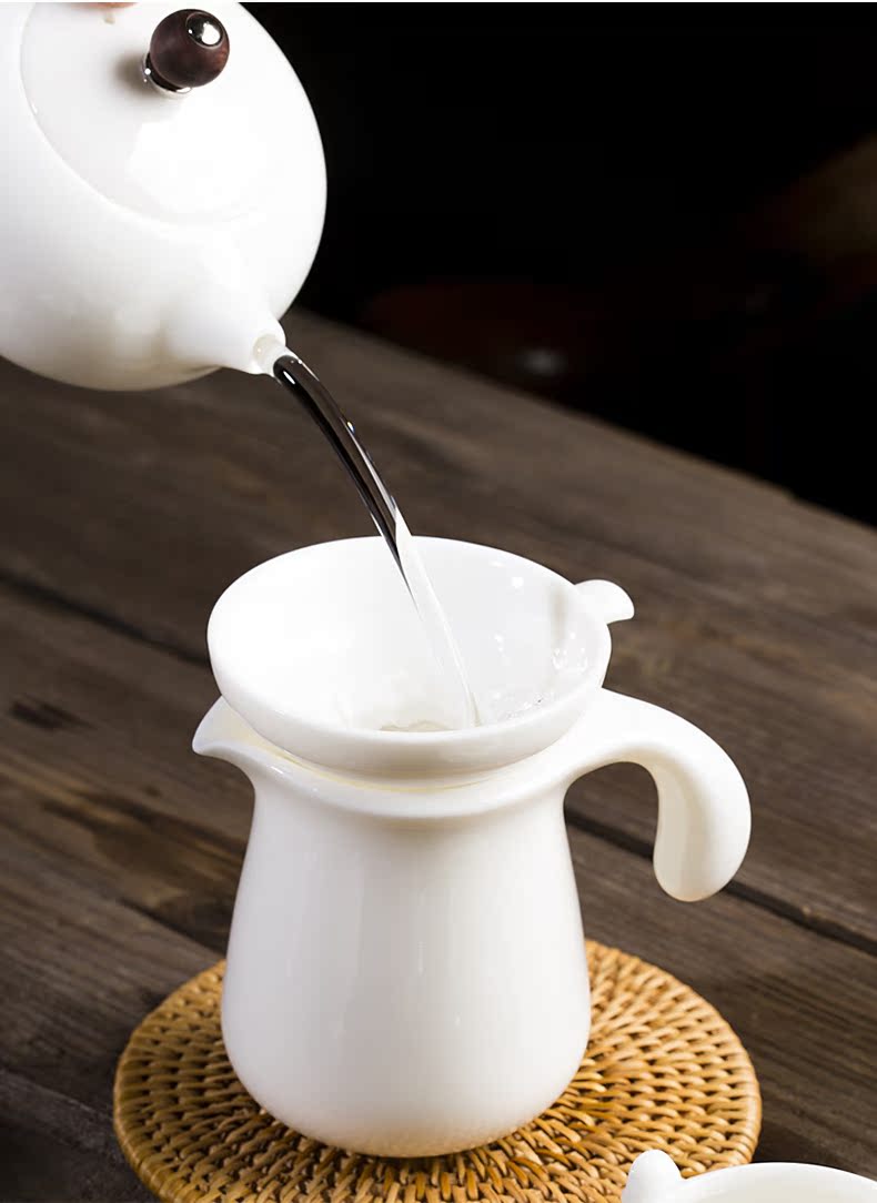 Jade porcelain dehua white porcelain ceramic portion evenly cup tea fair keller large kung fu tea set manually heat - resistant thickening tea sea