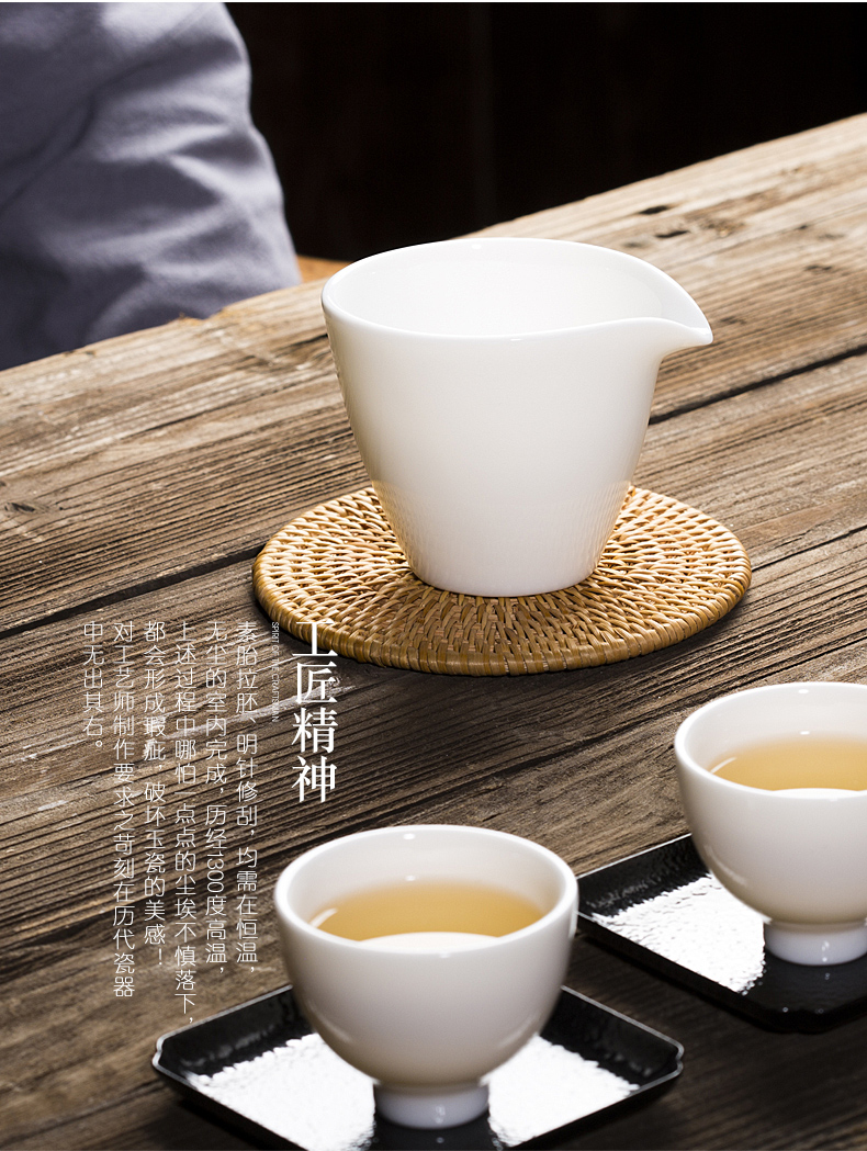 Jade porcelain dehua white porcelain ceramic portion evenly cup tea fair keller large kung fu tea set manually heat - resistant thickening tea sea