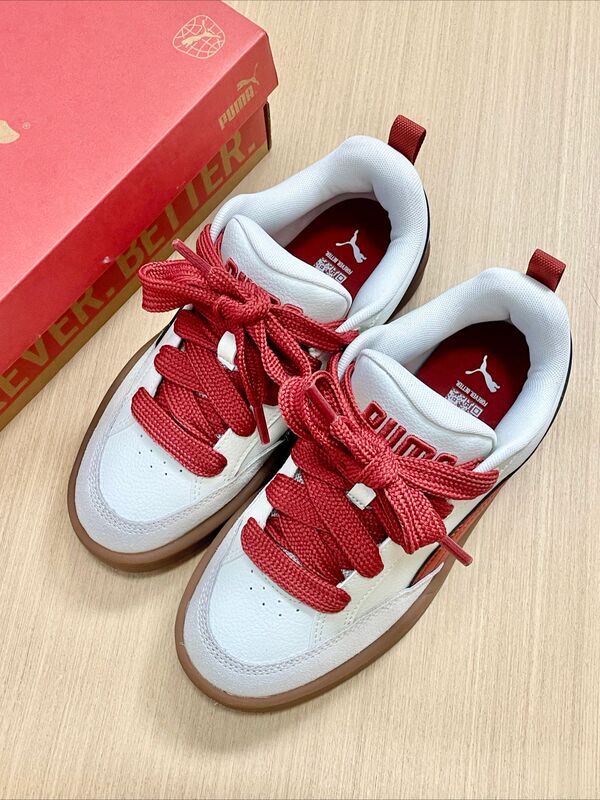 Puma Parklifestyle Comfortable and Versatile Wear-Resistant Low-Top Sneakers for Men and Women White and Red 397262-05