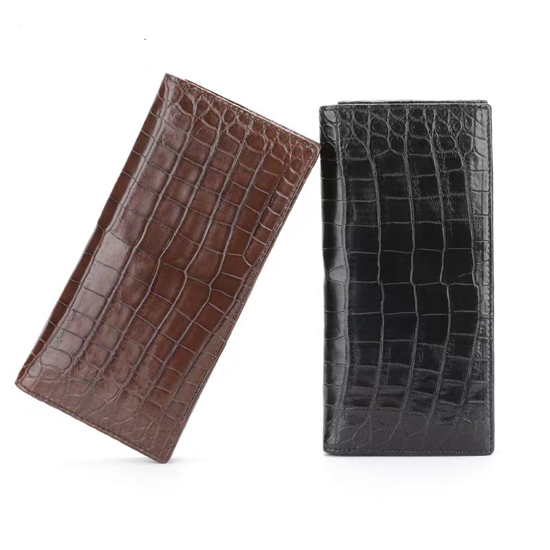 Crocodile Leather Wallet Men's Genuine Leather Long Women's Belly Handbag Versatile Wallet Trendy Classy Business Genuine Multi-Card Slot