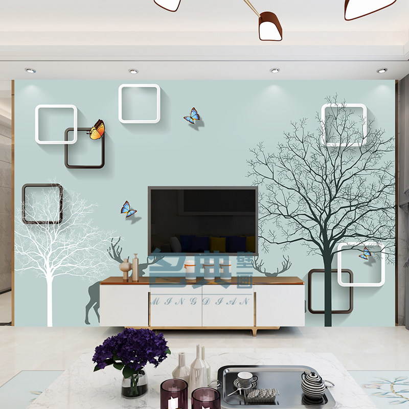 Modern minimalist bamboo and wood fiber integrated wall panel TV background wall Nordic style elk fast-loading gusset splicing waterproof