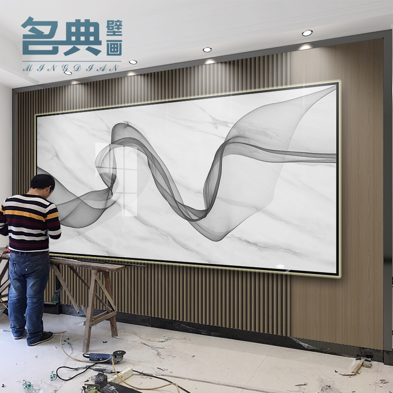 Custom Imitation Wood Grilles Marble Textured Suspended Bamboo Wood Fiber TV Background Wall Integrated Wall Panel Quick Fit High Light