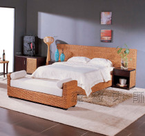 Master weaver rattan furniture double bed 1 8m tatami bed wedding bed 1 5 Southeast Asian bedroom double bed 13