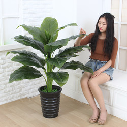 Fake Tree Artificial Plant Living Room Potted Decoration Indoor Flower Plastic Anti-Real Floor-Standing Green Plant Fake Bonsai Ornaments Tree Large