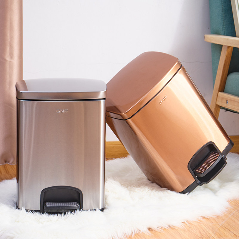 GNF stainless steel foot trash can home 12L kitchen living room 20 liters bathroom bedroom hotel mute with cover