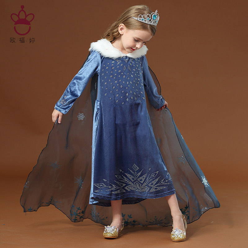 Frozen princess dress Girls love Aisha birthday snow tutu Christmas children show cos costume
