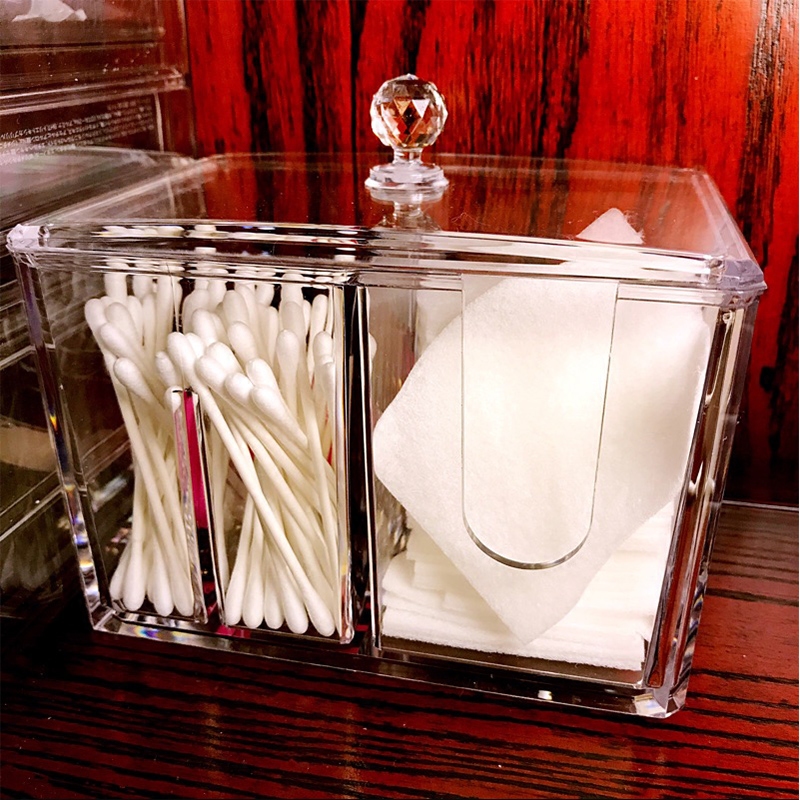Makeup remover cosmetic cotton storage box cotton stick box dormitory dressing table cosmetics dustproof lipstick transparent cotton small box
