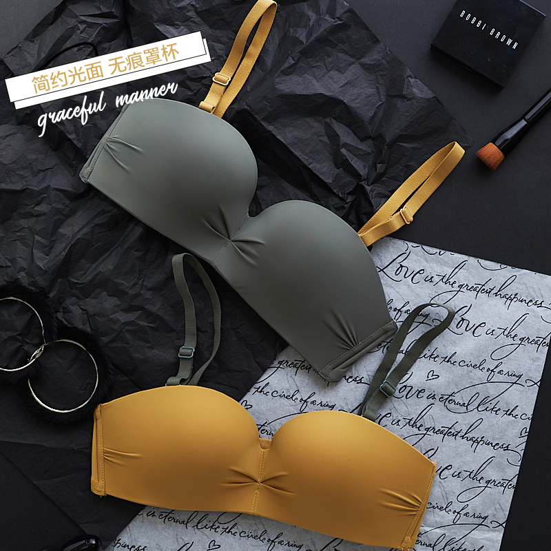 No shoulder strap lingerie female anti-slip coaly small breasted girl day series Sexy no steel ring new latex lingerie suit