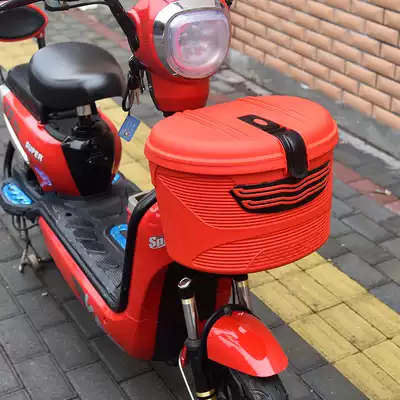 Electric car basket front basket front waterproof vegetable Blue anti-theft lock battery bicycle waterproof shelf rear basket modification