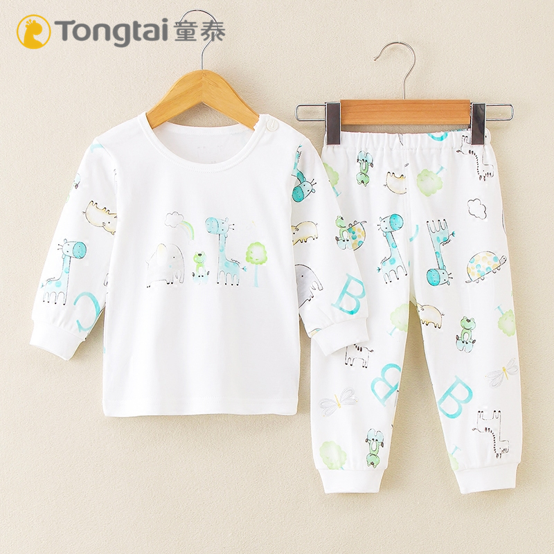 Tongtai's new summer thin cotton baby shoulder buckle men's and women's baby children's close-fitting long-sleeved underwear set