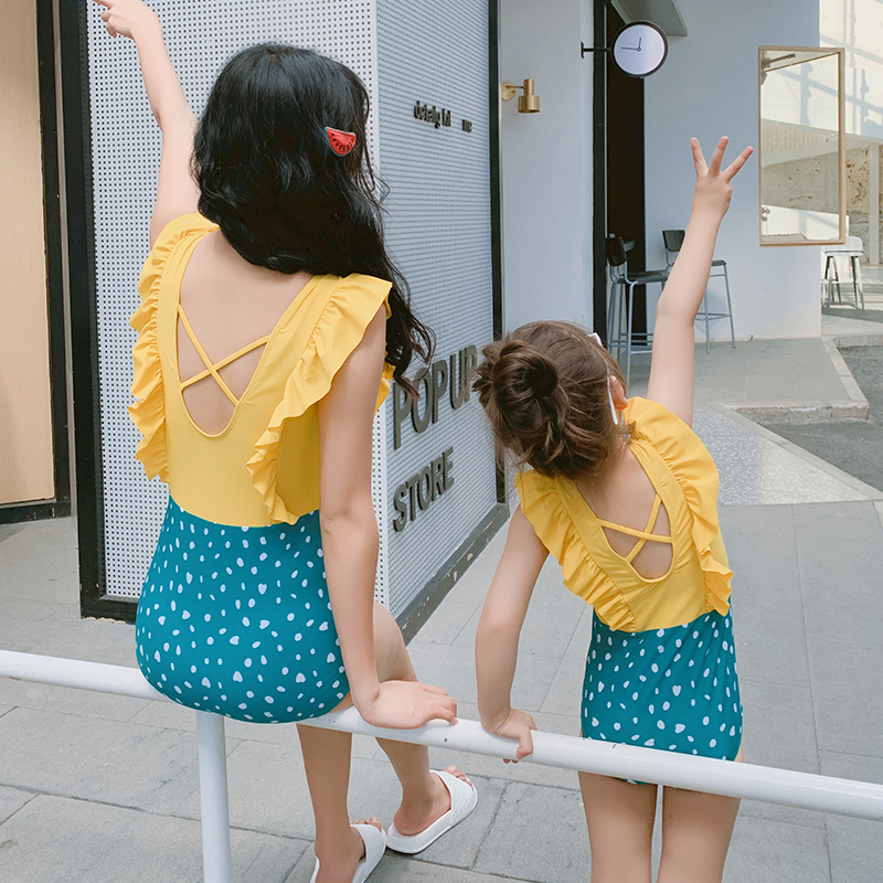 Parenting Swimsuit Mother Woman Family Dress New Conjoined Triangle Conservative Swimwear Girl SKINNY CHILDREN SWIMSUIT SPORT