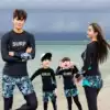 Parent-child swimsuit A family of three family wear thin wetsuit mother and daughter long sleeve three-piece set waterproof mother boy father and son