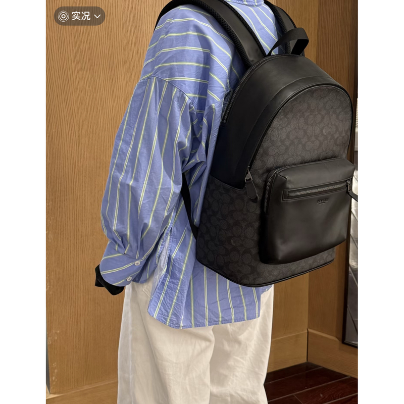 Coach Men's Backpack for Laptop, Large Capacity Casual Student School Bag, Travel Bag