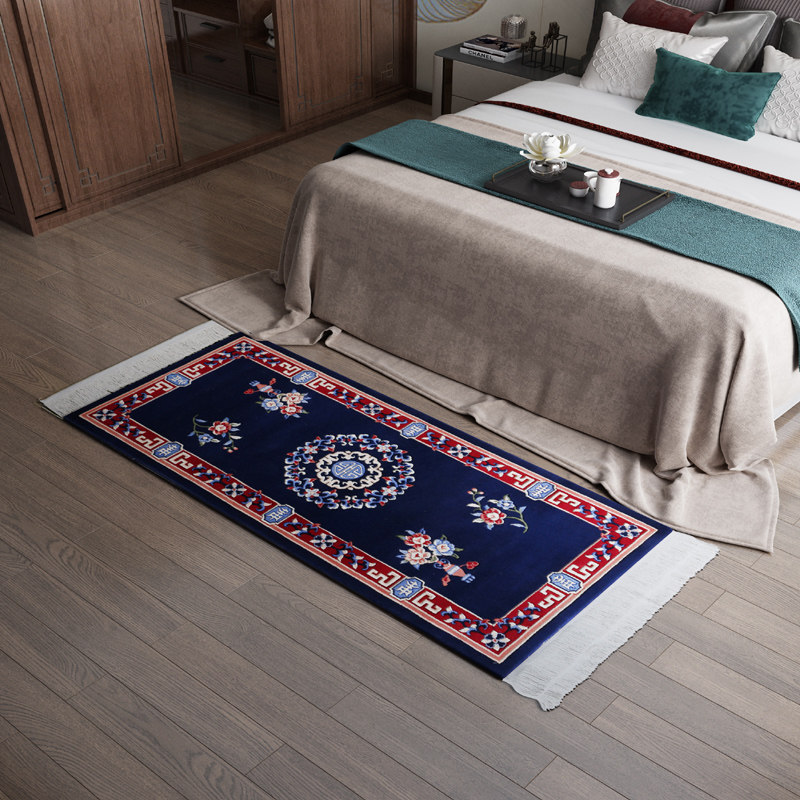 New Chinese-style living room pure wool carpet ethnic coffee table blanket Zen wedding room bedroom bedside blanket Tibetan blanket card mat stain-resistant