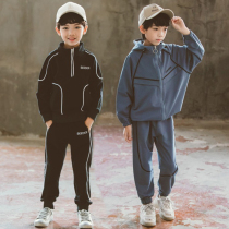 Boy sports suit 2021 Fall new CUHK Tong Han version Spring and Autumn Two sets of big children Spring and Autumn Style Zipper Shirts