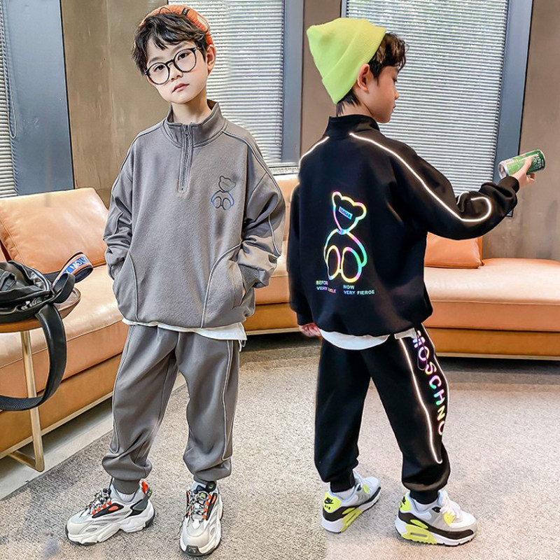 Boys' autumn suits 2022 spring and autumn new middle and big boys' Korean version of sweatpants thick cotton T hip-hop trend cool
