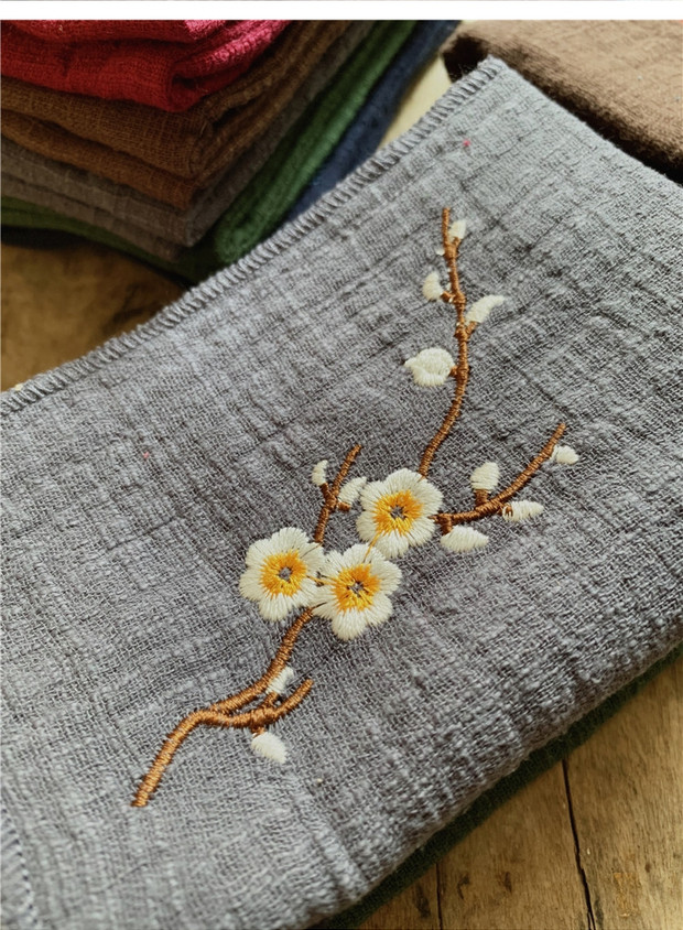 Khăn thêu bằng vải cotton và vải lanh theo phong cách Nhật Bản dày vải thấm nước vải sạch vuông Khăn trà Zen Kung Fu bộ ấm trà thủy tinh cao cấp