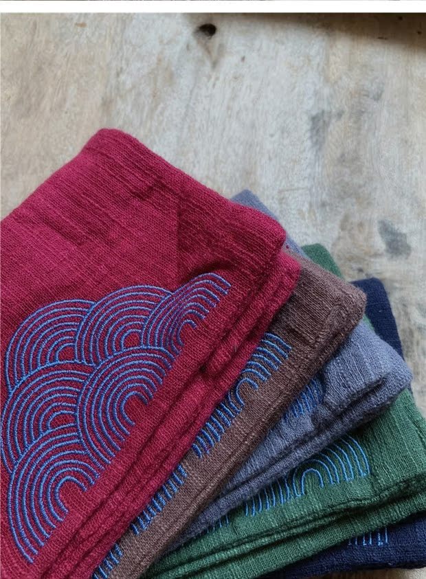 Khăn thêu bằng vải cotton và vải lanh theo phong cách Nhật Bản dày vải thấm nước vải sạch vuông Khăn trà Zen Kung Fu bộ ấm trà thủy tinh cao cấp