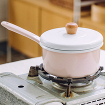 Tree enamel light color enamel milk pot with lid supplementary food pot household small pot instant noodle cooker induction cooker gas soup pot