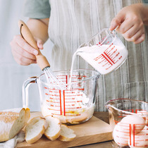 Tree glass measuring cup household kitchen baking flour with scale cup small thickened high temperature resistant large capacity 500ml