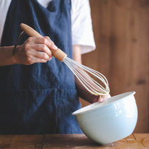 Tree Japanese wooden handle non-slip silicone egg beater kitchenette manual household baking utensils hand mixer