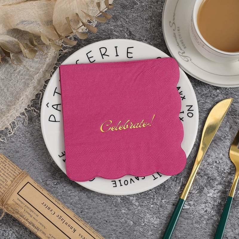 Pomparty Rose Gold Foil Napkins with Wavy Edges for Celebration Themed Parties, Decorative Paper Napkins, 2-Ply, 25cm Pomparty Rose Gold Foil Napkins with Wavy Edges for Celebration Themed Parties, Decorative Paper Napkins, 2-Ply, 25cm