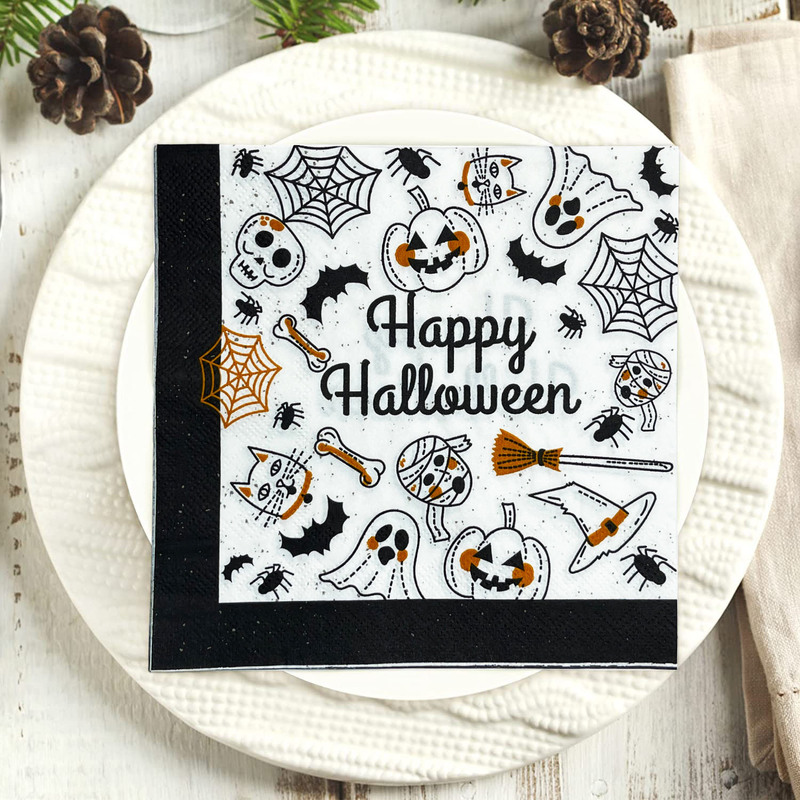 Pomparty Halloween Pumpkin Ghost Napkins 2-Ply 20 Sheets Holiday Party Table Decoration Napkins Square Napkins Pomparty Halloween Pumpkin Ghost Napkins 2-Ply 20 Sheets Holiday Party Table Decoration Napkins Square Napkins