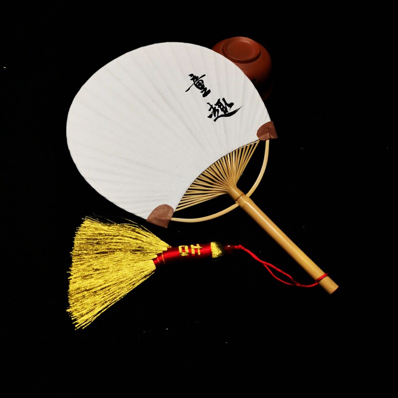 Retro wind baby fan hand-painted children round Zhu sand regiment fan mini-pendant small broom This life is a broom-Taobao