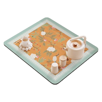 Shanqiu Brocade Color Soft Diatom Mud Chinese Absorbent Tea Mat Kitchen Placemat Bowl Plate Water Cup Drain Mat Insulated Anti-Slip